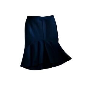 ZARA Black Skirt Peplum Hem Knee Length Zipper Closure Large NWT